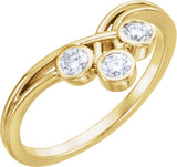 14K Gold Round Natural Diamond Three-Stone Bezel-Set Ring – 3mm Stones - Yellow Gold