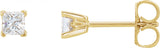 14K Gold Natural Diamond Square 4-Prong V-End Scroll Setting® Stud Earrings - Yellow Gold