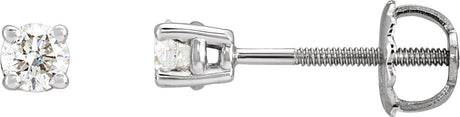 Platinum Natural Diamond Round 4-Prong Stud Earrings – 2.8-6.3mm Stones