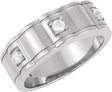 14K Gold Round Natural Diamond Three-Stone Ring II - White Gold