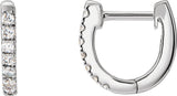 14K Gold Round Natural Diamond Accented U-Hoop Earrings – 8.1x8.1mm - White Gold