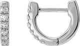 14K Gold Round Natural Diamond Accented U-Hoop Earrings – 8.1x8.1mm - White Gold