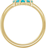 14K Gold Round Natural Turquoise Cabochon Halo-Style Ring - Yellow Gold - view 2