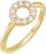 14K Gold Round Natural Diamond Cabochon Halo-Style Ring - Yellow Gold