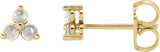 14K Gold Natural Diamond Round Three-Stone Earrings - Yellow Gold
