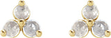 14K Gold Natural Diamond Round Three-Stone Earrings - Yellow Gold - view 2