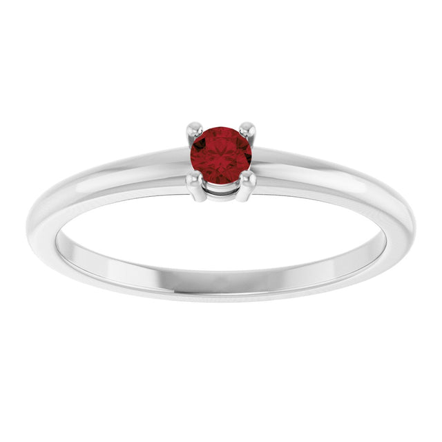 Platinum Round Natural Mozambique Garnet Solitaire Ring - view 3