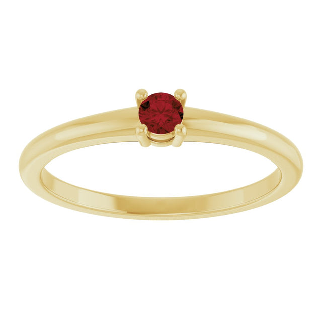 14K Gold Round Natural Mozambique Garnet Solitaire Ring - Yellow Gold - view 3