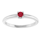 14K Gold Round Natural Ruby Solitaire Ring - White Gold - view 3