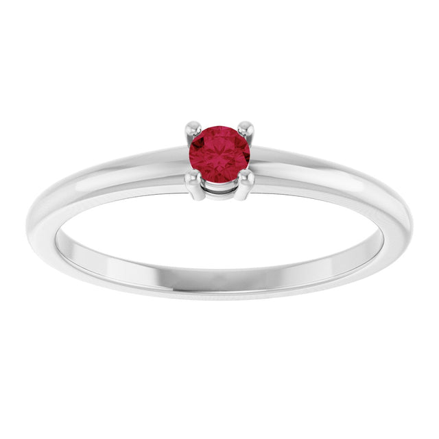 14K Gold Round Natural Ruby Solitaire Ring - White Gold - view 3