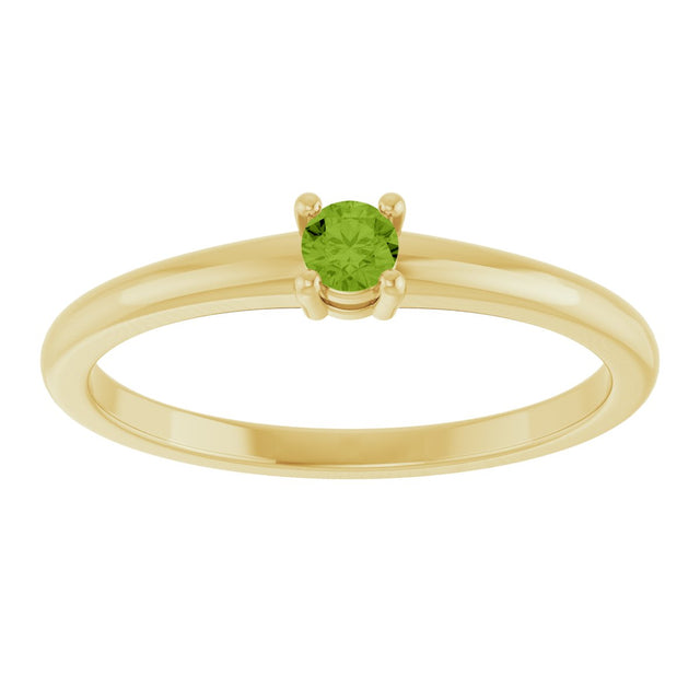 14K Gold Round Natural Peridot Solitaire Ring - Yellow Gold - view 3