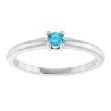 Platinum Round Natural Blue Zircon Solitaire Ring - view 3