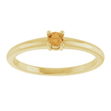 14K Gold Round Natural Citrine Solitaire Ring - Yellow Gold - view 3