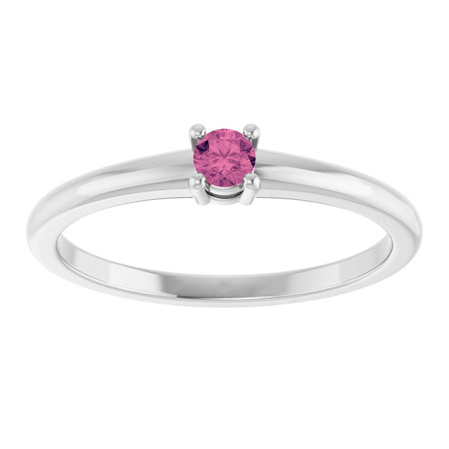 Platinum Round Natural Pink Tourmaline Solitaire Ring - view 3