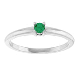 14K Gold Round Natural Emerald Solitaire Ring - White Gold - view 3
