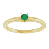14K Gold Round Natural Emerald Solitaire Ring - Yellow Gold - view 3