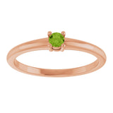 14K Gold Round Natural Peridot Solitaire Ring - Rose Gold - view 3