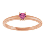 14K Gold Round Natural Pink Tourmaline Solitaire Ring - Rose Gold - view 3