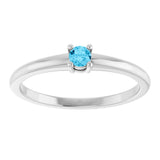 14K Gold Round Natural Aquamarine Solitaire Ring - White Gold - view 3