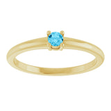 14K Gold Round Natural Aquamarine Solitaire Ring - Yellow Gold - view 3