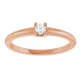 14K Gold Round Natural White Sapphire Solitaire Ring - Rose Gold - view 3