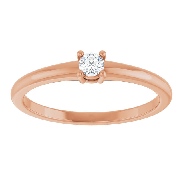 14K Gold Round Natural White Sapphire Solitaire Ring - Rose Gold - view 3