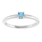 Platinum Round Natural Sky Blue Topaz Solitaire Ring - view 3