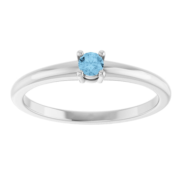 Platinum Round Natural Sky Blue Topaz Solitaire Ring - view 3