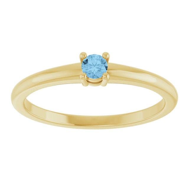 14K Gold Round Natural Sky Blue Topaz Solitaire Ring - Yellow Gold - view 3
