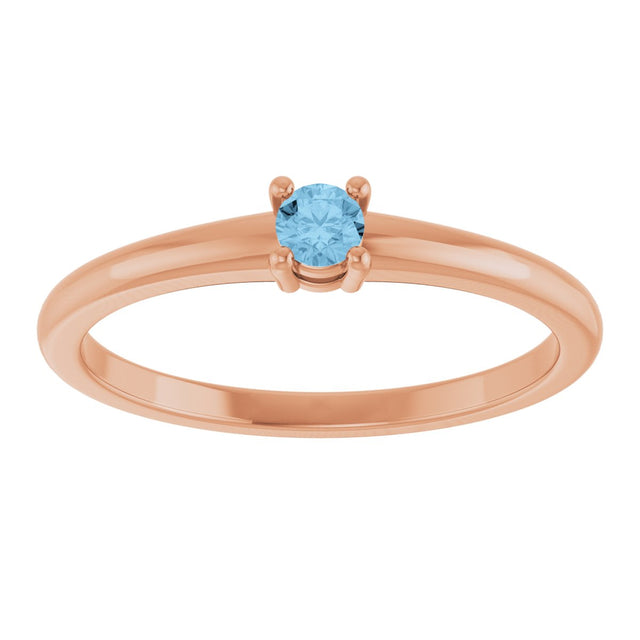 14K Gold Round Natural Sky Blue Topaz Solitaire Ring - Rose Gold - view 3