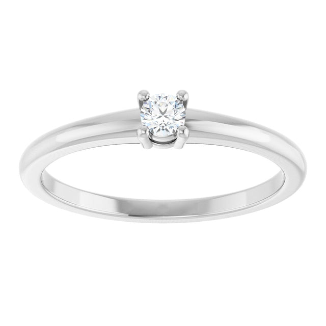Platinum Round Natural White Sapphire Solitaire Ring - view 3