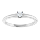 14K Gold Round Natural White Sapphire Solitaire Ring - White Gold - view 4