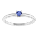 Platinum Round Natural Tanzanite Solitaire Ring - view 3
