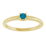 14K Gold Round Natural London Blue Topaz Solitaire Ring - Yellow Gold - view 3