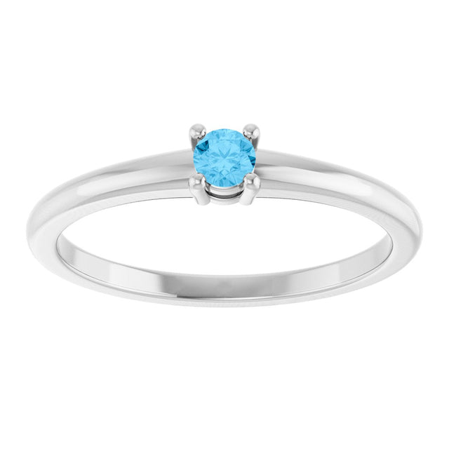 14K Gold Round Natural Swiss Blue Topaz Solitaire Ring - White Gold - view 3
