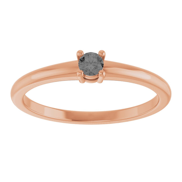 14K Gold Round Natural Gray Spinel Solitaire Ring - Rose Gold - view 3