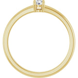 14K Gold Round Natural White Sapphire Solitaire Ring - Yellow Gold - view 2