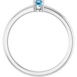 14K Gold Round Natural Blue Zircon Solitaire Ring - White Gold - view 2
