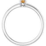 14K Gold Round Natural Citrine Solitaire Ring - White Gold - view 2