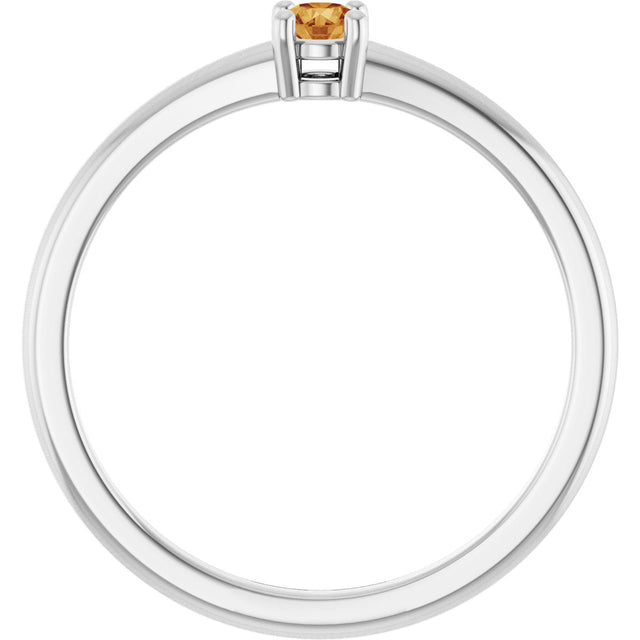 Platinum Round Natural Citrine Solitaire Ring - view 2
