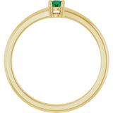 14K Gold Round Natural Emerald Solitaire Ring - Yellow Gold - view 2