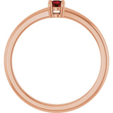 14K Gold Round Natural Mozambique Garnet Solitaire Ring - Rose Gold - view 2