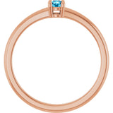14K Gold Round Natural Aquamarine Solitaire Ring - Rose Gold - view 2