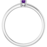 Platinum Round Natural Amethyst Solitaire Ring - view 2