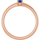 14K Gold Round Natural Blue Sapphire Solitaire Ring - Rose Gold - view 2
