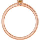 14K Gold Round Natural Citrine Solitaire Ring - Rose Gold - view 2
