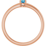 14K Gold Round Natural Blue Zircon Solitaire Ring - Rose Gold - view 2