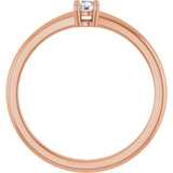 14K Gold Round Natural White Sapphire Solitaire Ring - Rose Gold - view 2