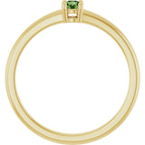 14K Gold Round Natural Green Sapphire Solitaire Ring - Yellow Gold - view 2