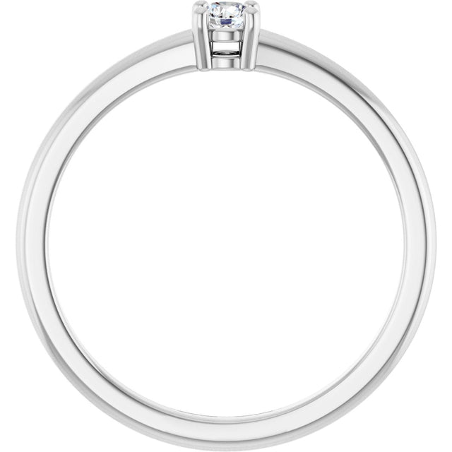 14K Gold Round Natural White Sapphire Solitaire Ring - White Gold - view 2